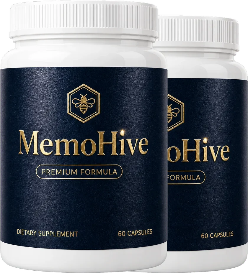 MemoHive Premium Formula memory and focus capsules, two bottles of 60 capsules each